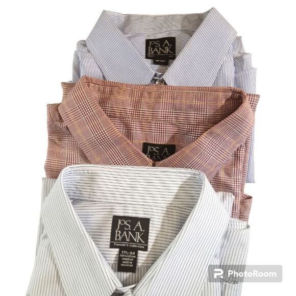Jos. A. Bank 100% Cotton Travelers Long Sleeve Button Up Shirt Bundle 17… - Picture 1 of 6